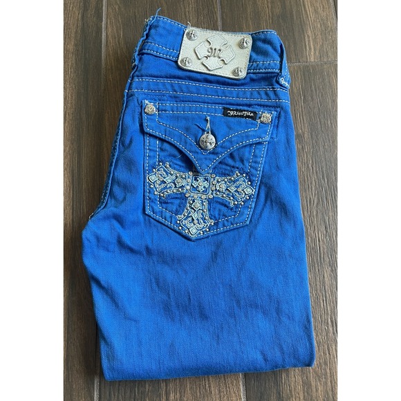 Miss Me Denim - Miss Me Jeans Cuffed Royal Blue Capri Sz 26X21.5
